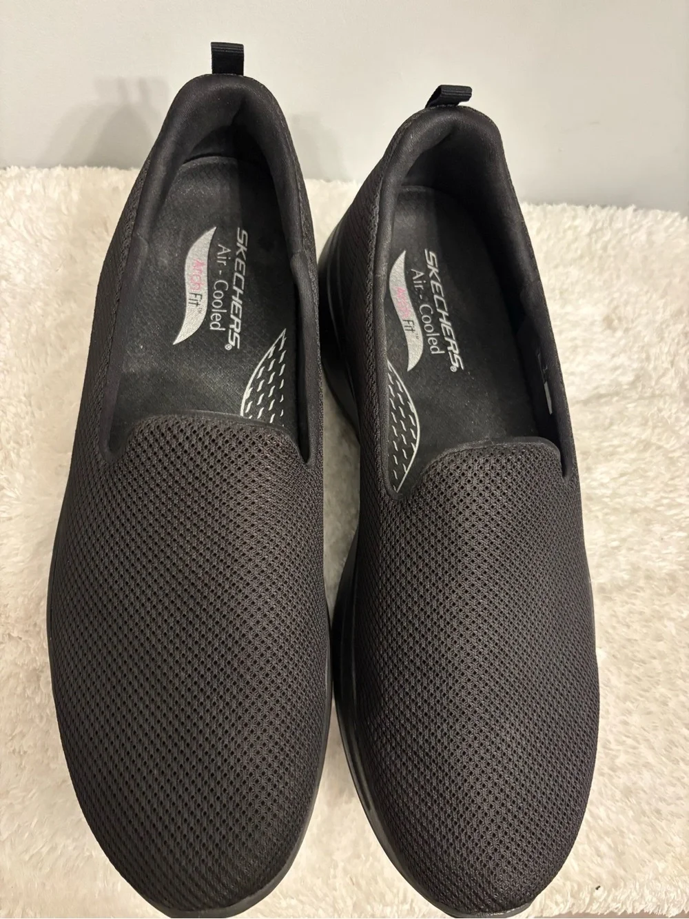 Skechers Men's Black Slip-On Mesh Loafers